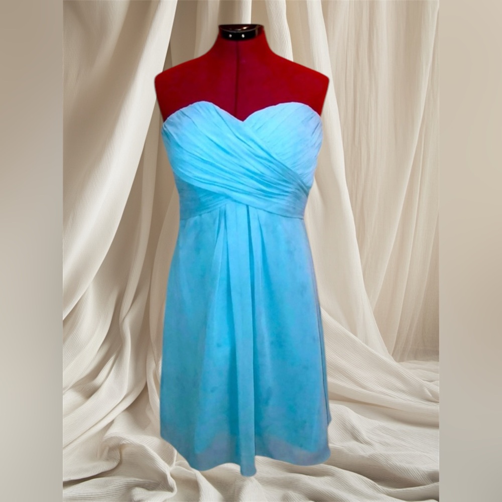 Bill Levkoff teal bridesmaid strapless dress + FREE GIFT
